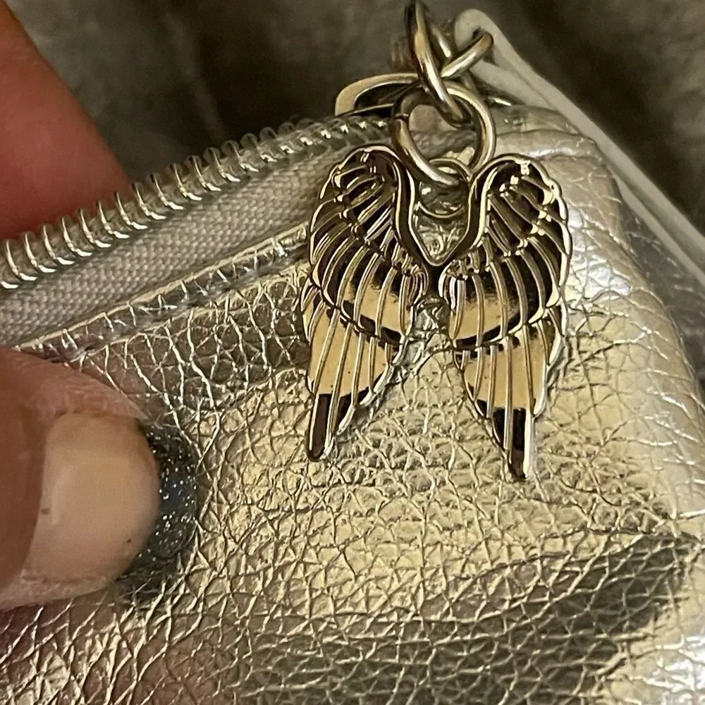 Victorias secret (victoria’s secret,VS) silver foil w/ signature stripe bag